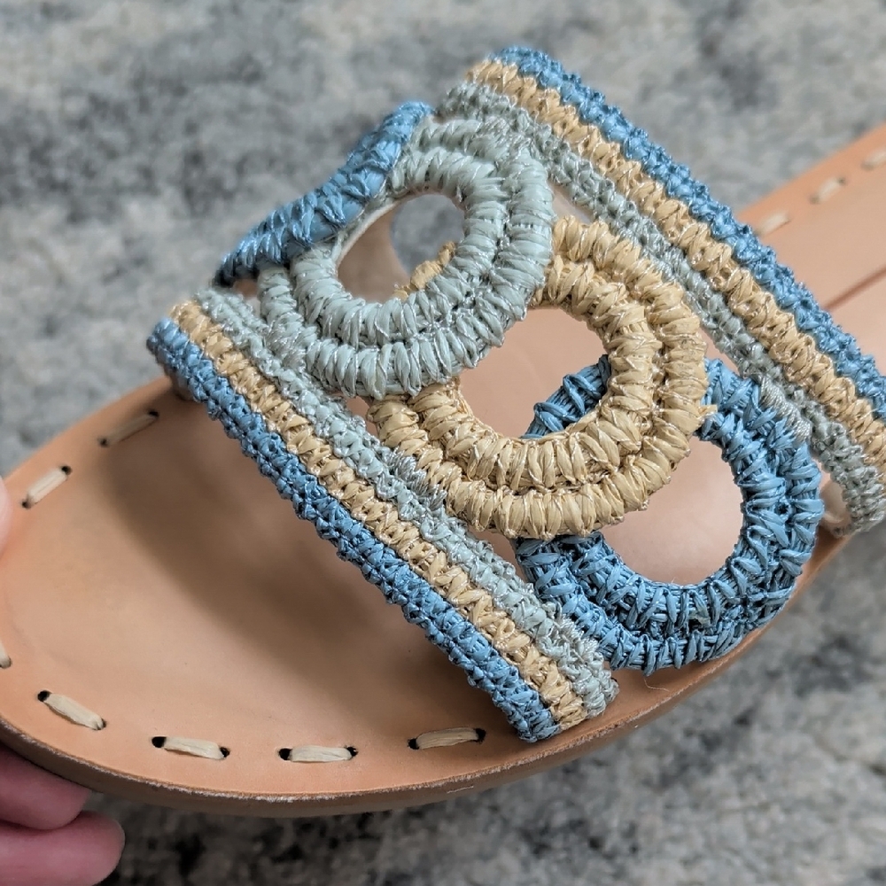 Woven Loop Slide Sandals in Blue & Tan - Womens - Picture 4 of 5